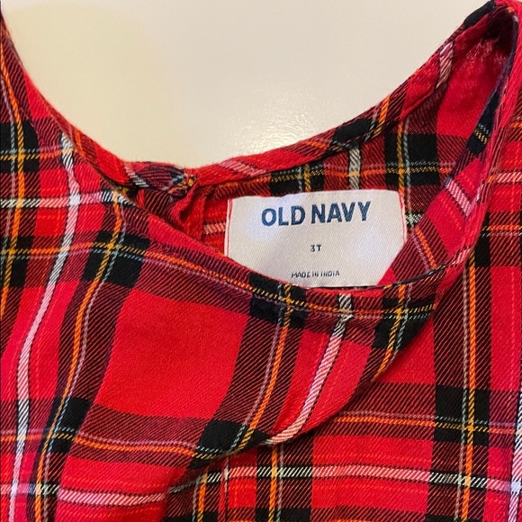 Old Navy Toddler Girl 3T Tiered Long Sleeve Plaid Red Dress - Picture 4 of 6